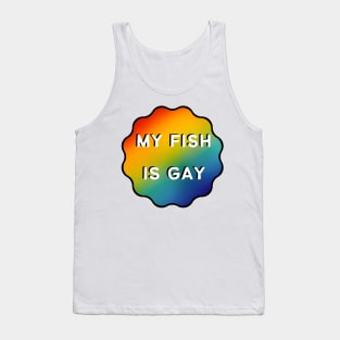 My Fish is Gay - White Outline Tank Top